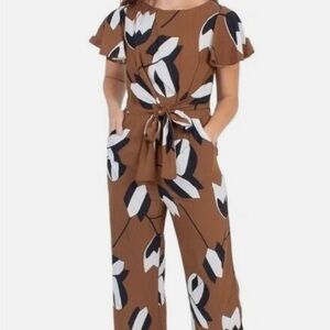 Eva Franco Miranda Brown and White Floral Jumpsuit, Sz 0